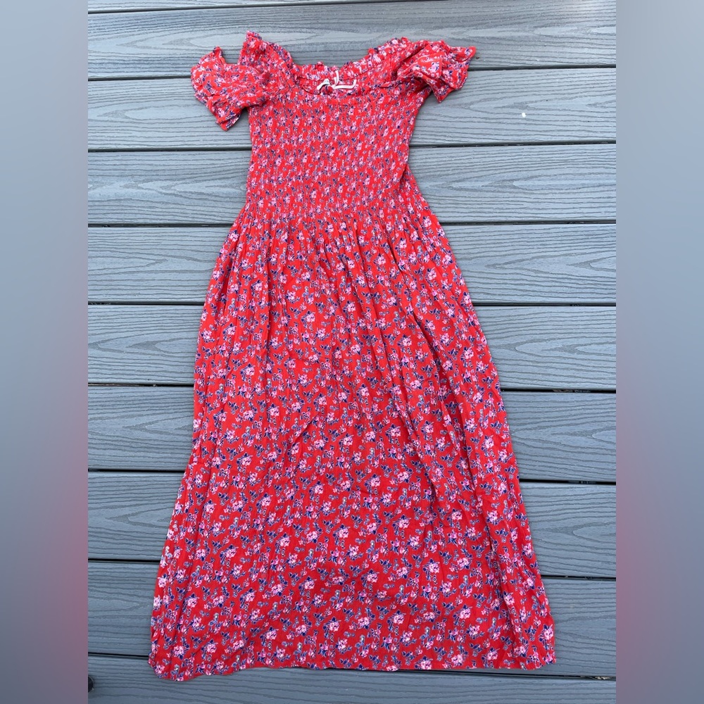 Kimchi Blue floral red sundress off-shoulder